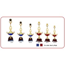 Trofeo Copa Clásica Azul y Rojo con alzador